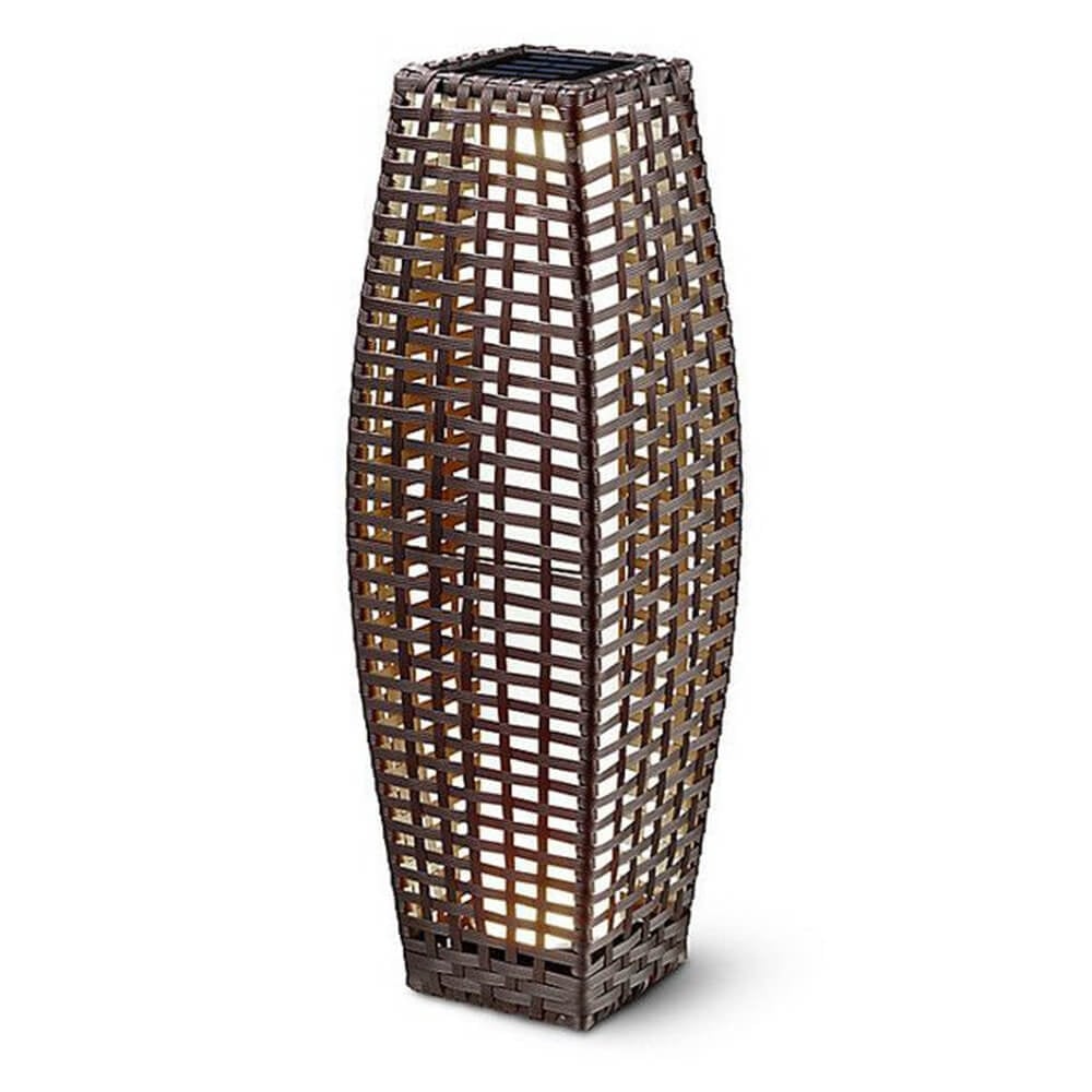 Silver & Stone Solar Roma Rattan Floor Standing Lamp - Brown