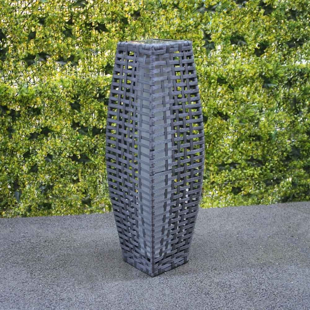 Silver & Stone Solar Roma Rattan Floor Standing Lamp - Grey