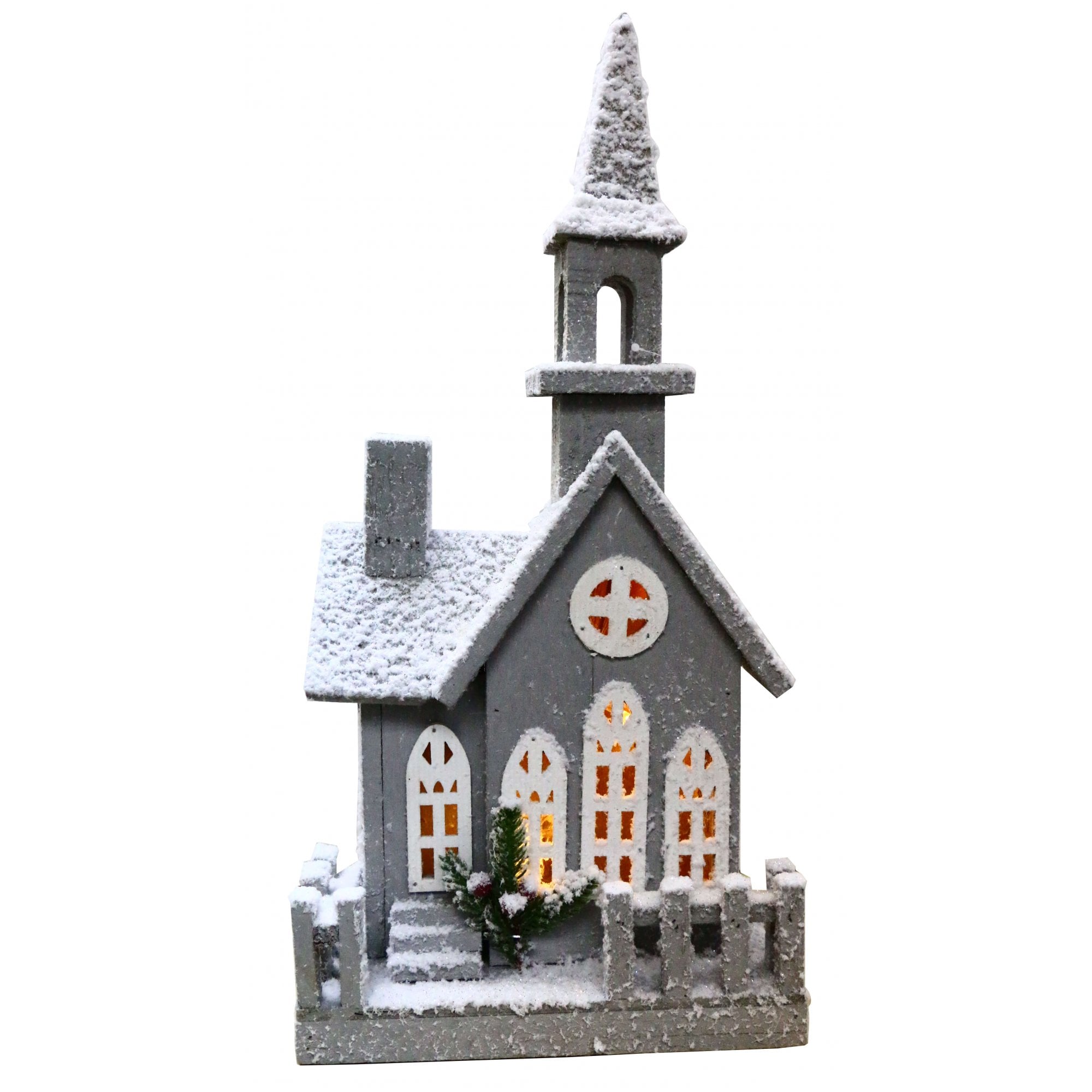 Christmas Sparkle Wooden House Silver with 10 Warm White Lights – Lewis's