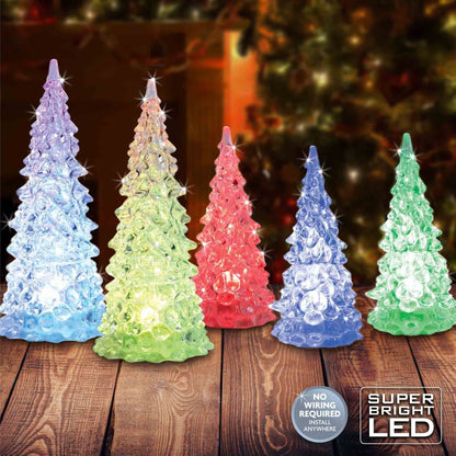 Christmas Sparkle Water Spinner Christmas Trees Set of 5 Battery Operated