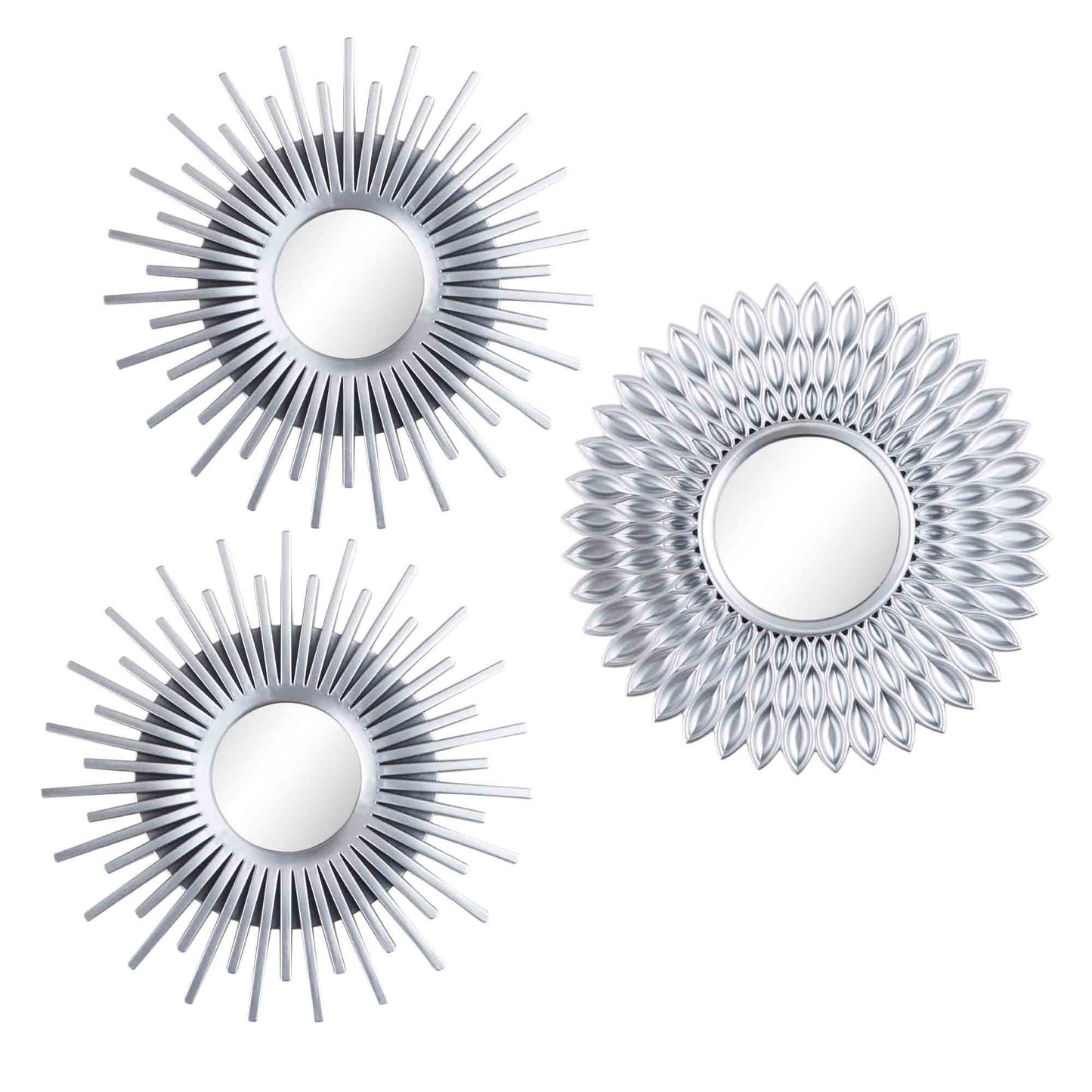 Lewis's Set of 3 Starburst Vanity Mirrors - Silver - Home Living Decorative