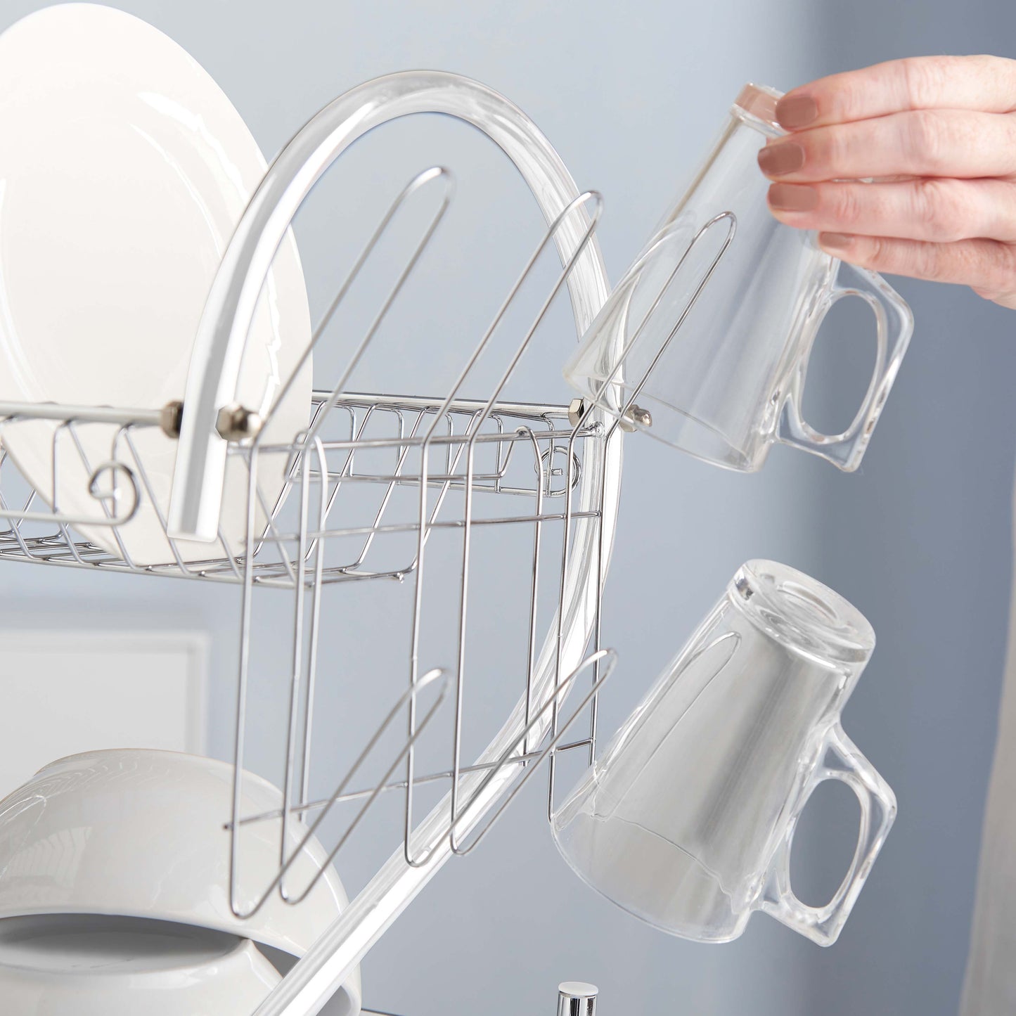 Lewis's 2 Tier Dish Drainer for Kitchen Sink - White