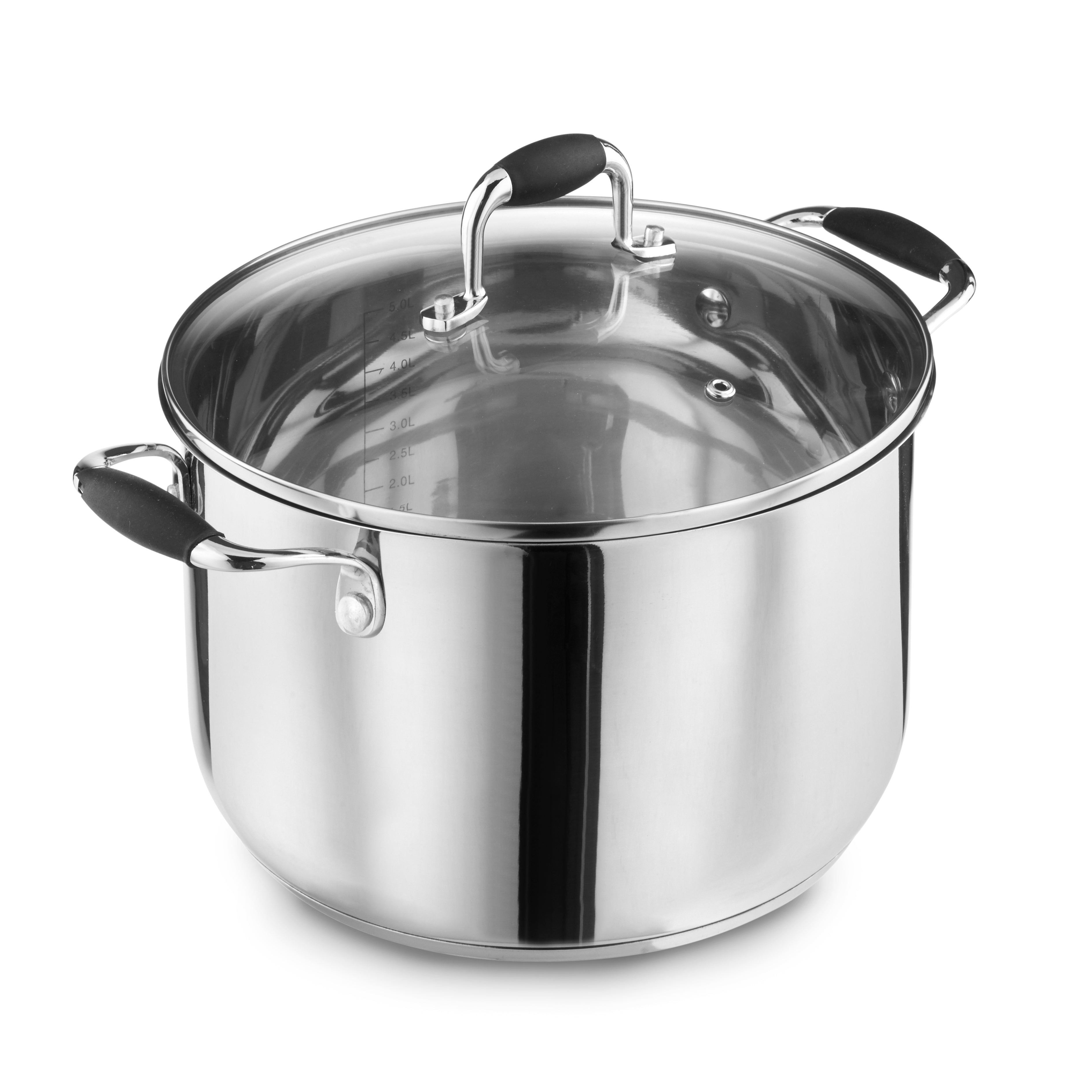 Lewis's 24cm Stainless Steel Stockpot Cooking Pot With Glass Lid Cookw