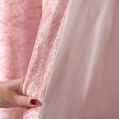 Amelia Crushed Velvet Eyelet Curtains - Blush