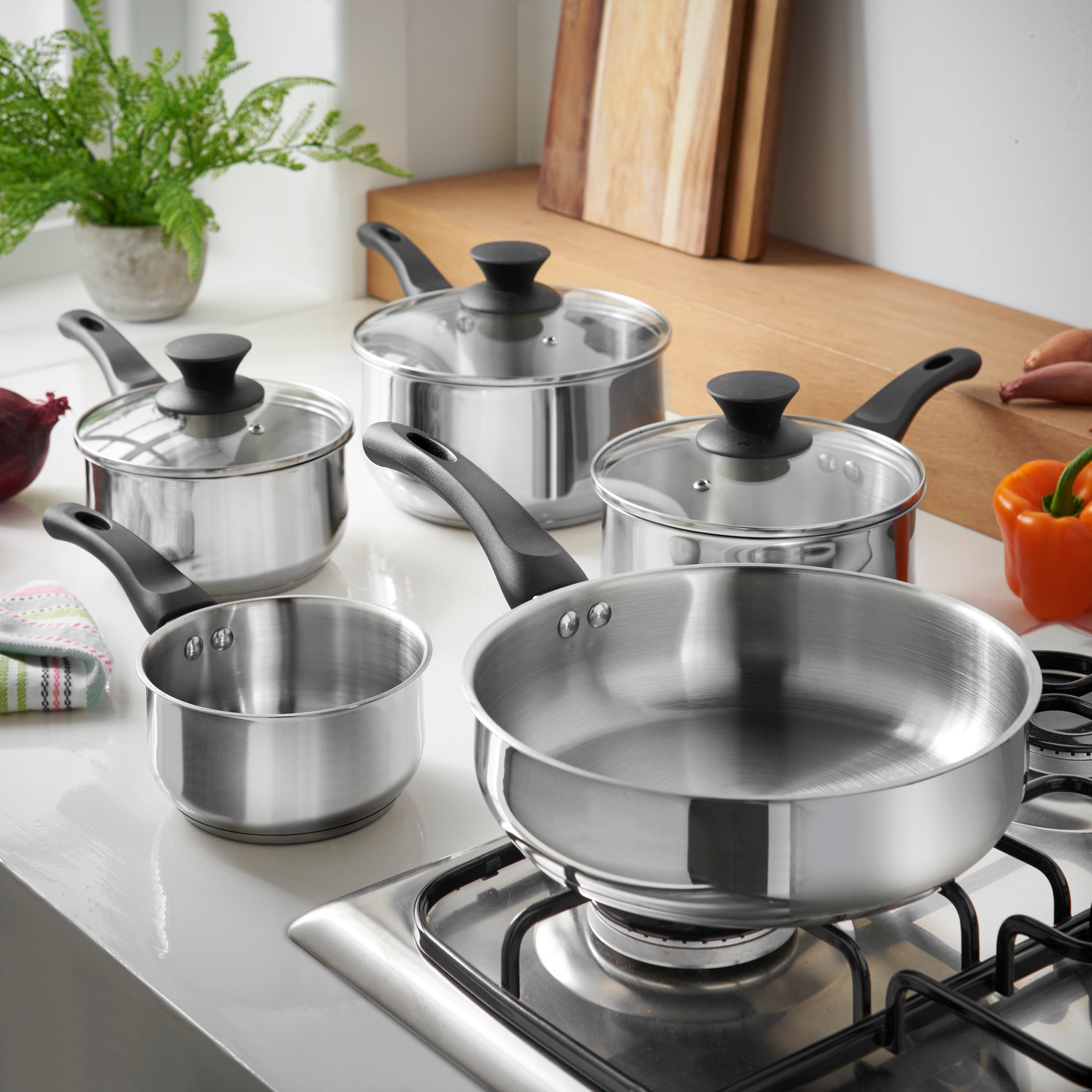 Stainless steel deals pan set